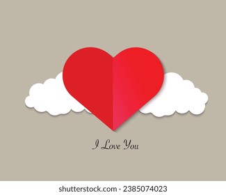 Red Heart With A Cloud In The Background