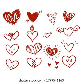 Red heart collection icon. Concept for love. Editable design isolated on white background. Vector illustration.