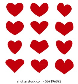Red heart collection icon isolated on white background, vector