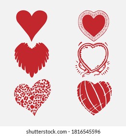 Red heart collection icon, love symbol, isolated on white, vector
