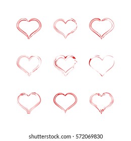 Red heart collection icon, love symbol. Design elements for Valentine's day. Vector Illustration.