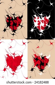 red heart and colored background