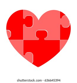 Red heart it is composed of puzzles.