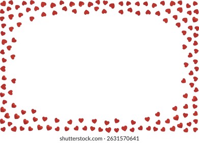 Red Heart Confetti Border Vector for Valentine’s Day Designs