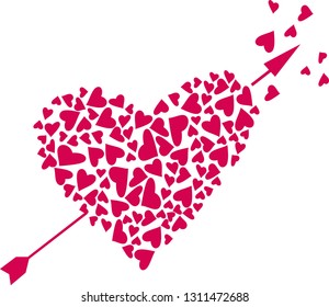 red heart consisting of small hearts with an arrow