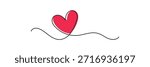 Red Heart Continuous line art drawing. Hand drawn doodle vector illustration in a continuous line. Minimal Heart Continuous Line Art Love Icon