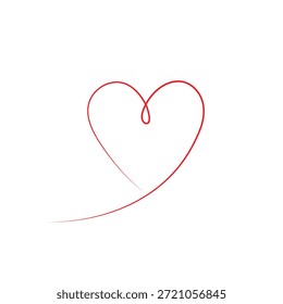 Ilustración vectorial minimalista del símbolo del amor del arte de la línea continua del corazón rojo