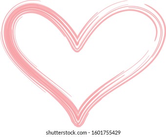 Red heart contour vector. Hand drawn love icon isolated. Paint brush stroke heart icon. Hand drawn vector for love logo, romance icon, passion symbol and Valentine's day. Painted brush stroke vector