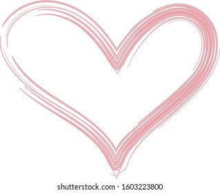 Red heart contour vector. Hand drawn love icon isolated. Paint brush stroke heart icon. Hand drawn vector for love logo, romance icon, passion symbol and Valentine's day. Painted brush stroke vector