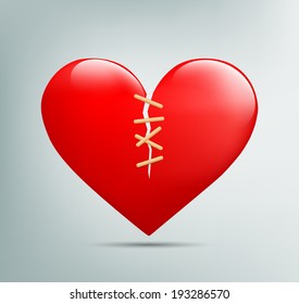 red heart with a crack