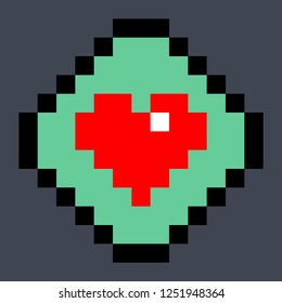 Red heart created in the style of pixel art. Graphic element for design saved as an vector illustration in file format EPS