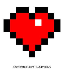 Red heart created in the style of pixel art. Graphic element for design saved as an vector illustration in file format EPS