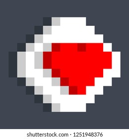 Red heart created in the style of pixel art. Graphic element for design saved as an vector illustration in file format EPS