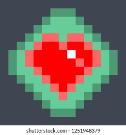 Red heart created in the style of pixel art. Graphic element for design saved as an vector illustration in file format EPS