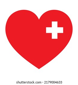 Red Heart with a cross vector icon. Healthcare icon. Medical icon vector illustration