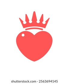 red heart with crown vector icons.