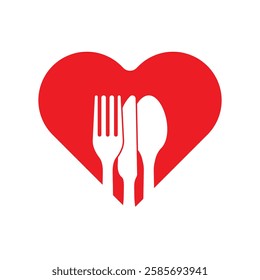 red heart and cutlery icon 