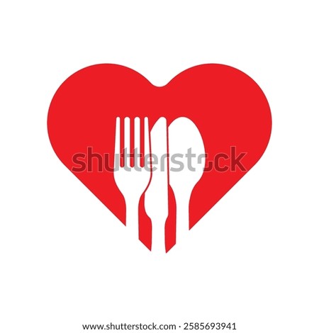 red heart and cutlery icon 