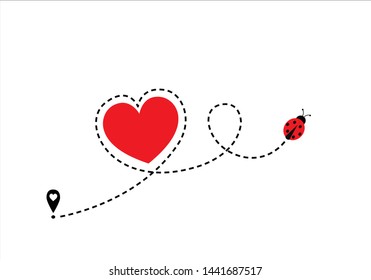 red heart dash route design red heart butterfly   dash route design red heart route vector design Airplane line path icon of air plane flight route with start point and dash line trac. illustration