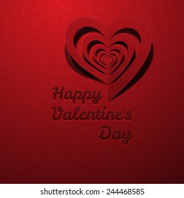 Red Heart Decorative With Shadow Valentine's day vector illustration Postcard
