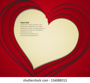 Red heart with depth and copy-space, vector eps10