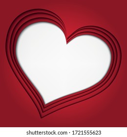 Red heart with depth, vector illustration, symbol of love, valentine and marriage