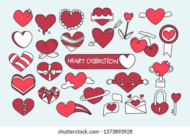 Red heart design collection vector