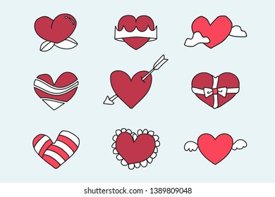 Red heart design collection vector