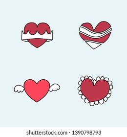 Red heart design collection vector