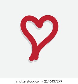 red heart. Design elements for Valentine's day.