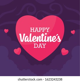 Red heart design of Happy valentines day love passion romantic wedding decoration and marriage theme Vector illustration