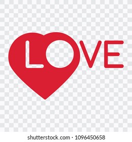 red heart design icon flat, vector illustration.