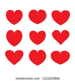 Red heart design icon flat. Valentine's Day sign isolated on white background