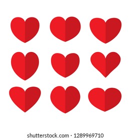 Red heart design icon flat. Valentine's Day sign isolated on white background