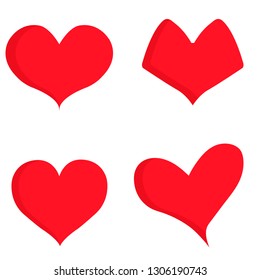 red heart design icon flat