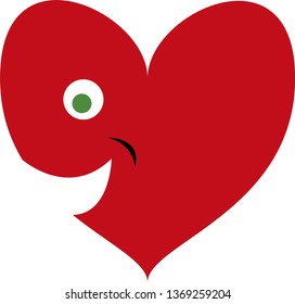 red heart design icon flat
