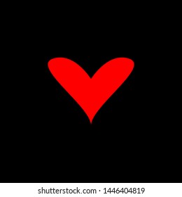 red heart design icon flat on black background.