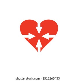 red heart design icon flat