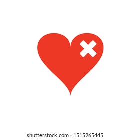 red heart design icon flat