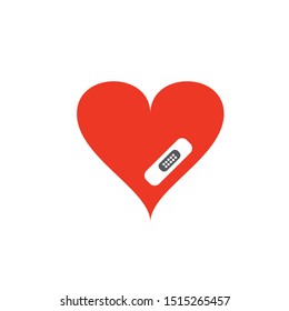 red heart design icon flat