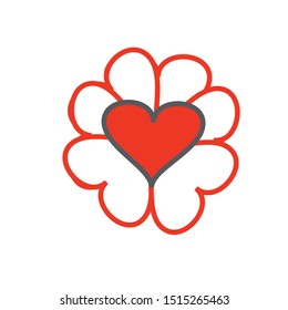 red heart design icon flat
