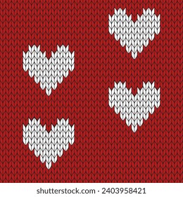 Diseño de punto rojo y corazón. patrón vector de punto. Patrón de gradiente sin soldadura para ropa, papel envolvente, fondo, fondo, tarjeta de regalo.