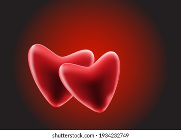 Ilustración vectorial de diseño de corazón rojo sobre fondo rojo.