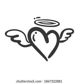 Red heart design with wings of love that must be heartbroken by lovers on Valentine's Day.
