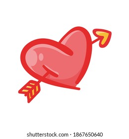 Red heart design with wings of love that must be heartbroken by lovers on Valentine's Day.