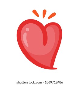 Red heart design with wings of love that must be heartbroken by lovers on Valentine's Day.