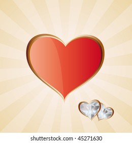 Red heart and diamond hearts