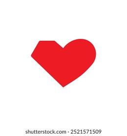 Red Heart diamond shape icon vector illustration on white background. Valentine, romance symbol