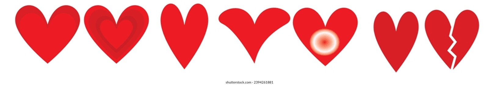 Red heart with different patterns on transparent background. Cute heart for Love and Valentine's day template.Cute heart for Love and brocan