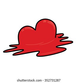 The red heart, dissolving heart, separated relationship